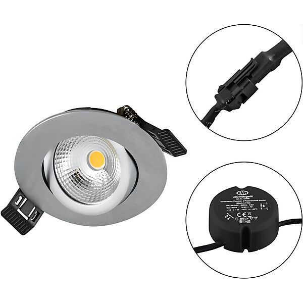 EVN-Lichttechnik LED Einbauleuchte 230V 830, dim., chr.matt S061502